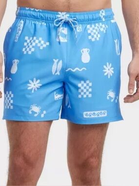 Goodfellow & Co Men's Swim Trunks – Blue Fish Print, Size XXL (NWT)